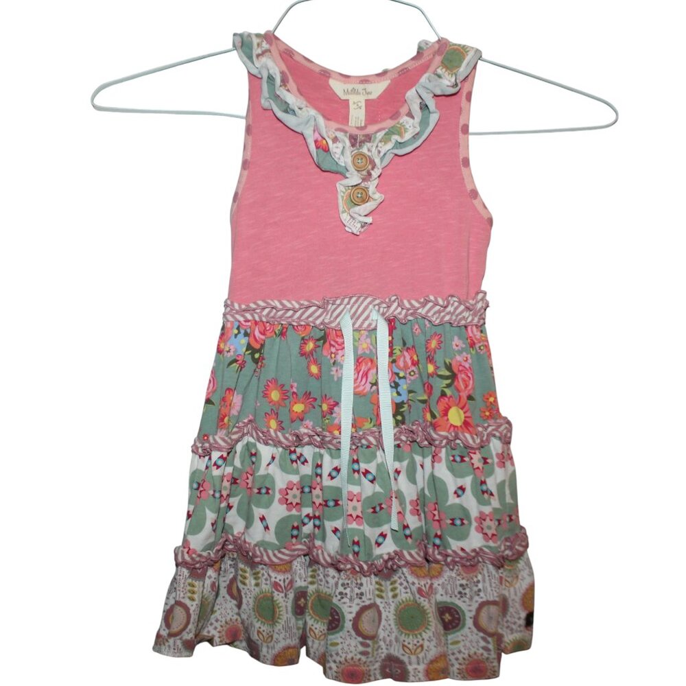 MATILDA JANE Sz 4 On the Cape Dress Pink Ruffles Summer Sundress Girls Patchwork - Picture 2 of 9